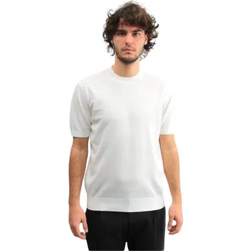 Weißes Rundhals-T-Shirt Wabenmuster - Paolo Pecora - Modalova