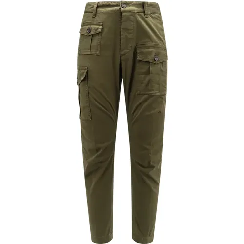 Grüne Hose mit Knopfverschluss,Grüne Hose Ss24 - Dsquared2 - Modalova