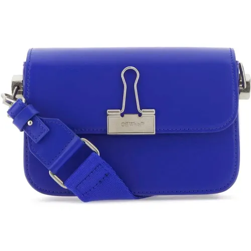 Elektrisch blaue Leder Binder Handtasche - Off White - Modalova