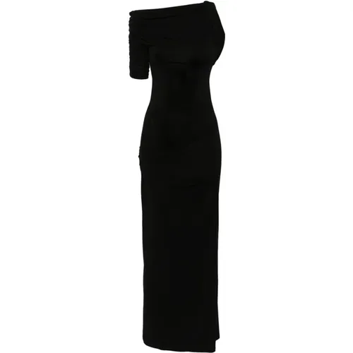 Schwarzes Asymmetrisches Hals-Twist-Kleid , Damen, Größe: M - Jacquemus - Modalova