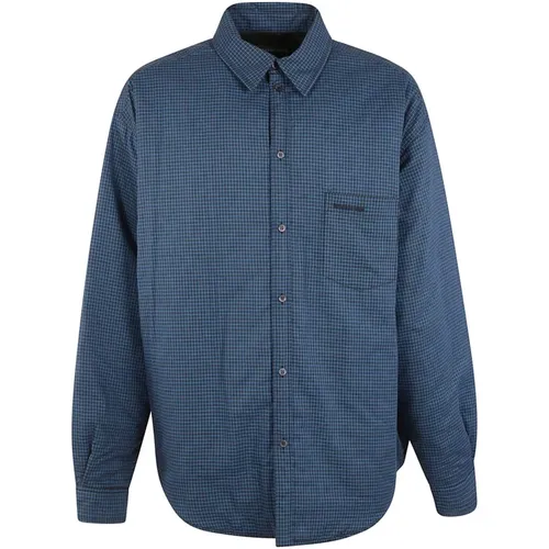 Turquoise Check Padded Jacket , male, Sizes: L - Balenciaga - Modalova