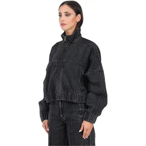 Schwarze Denimjacke Premium Essentials , Damen, Größe: S - adidas Originals - Modalova