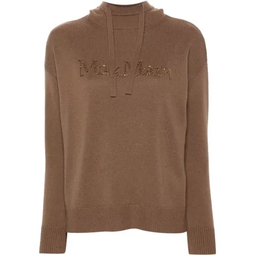 Kamel Woll-Kaschmir Pullover Kristall-Logo , Damen, Größe: XS - Max Mara - Modalova