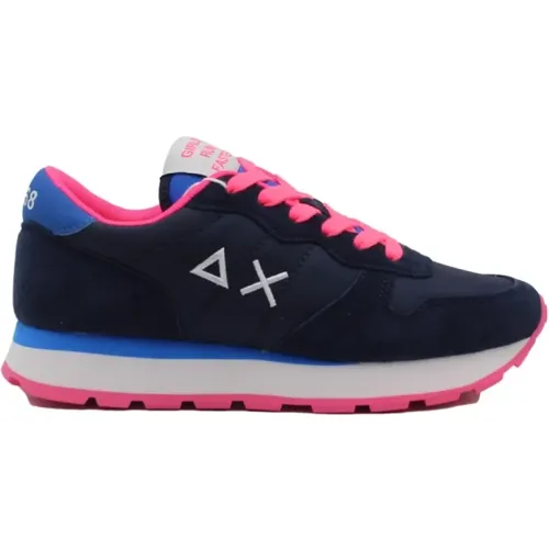 Navy Blue Running Sneakers , female, Sizes: 4 UK, 3 UK - Sun68 - Modalova