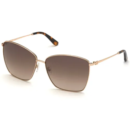 Goldene Verlaufsbraune Sonnenbrille , Damen, Größe: 64 MM - Guess - Modalova
