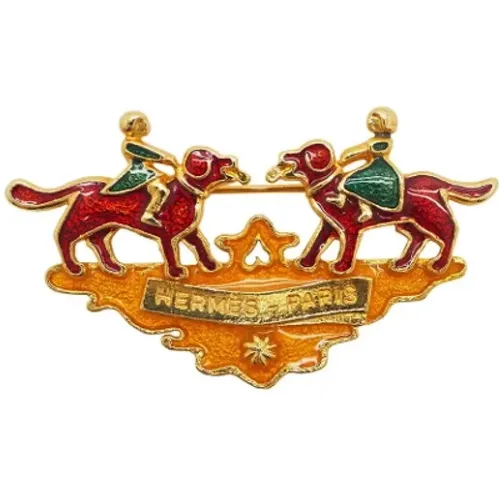Pre-owned Gold brooches , female, Sizes: ONE SIZE - Hermès Vintage - Modalova