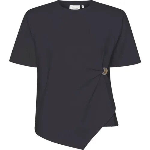 Schwarzes Tee Top mit Seitendetail , Damen, Größe: M - Gestuz - Modalova