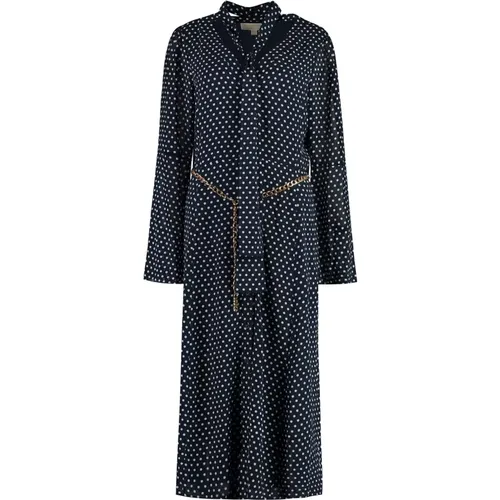 Georgette-Kleid mit Polka-Dot-Motiv und Ketten-Gürtel - Michael Kors - Modalova