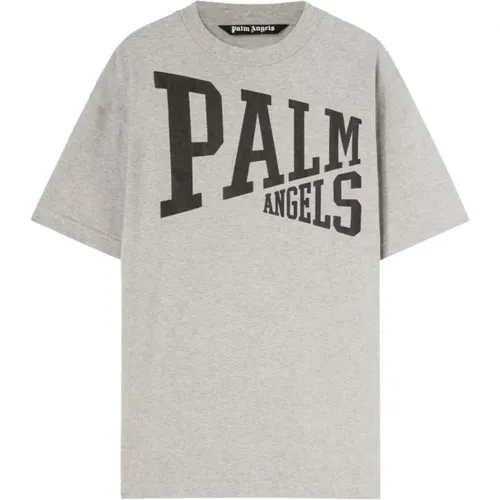 Graues Baumwoll-T-Shirt für Herren - Aw23 Kollektion , Herren, Größe: M - Palm Angels - Modalova