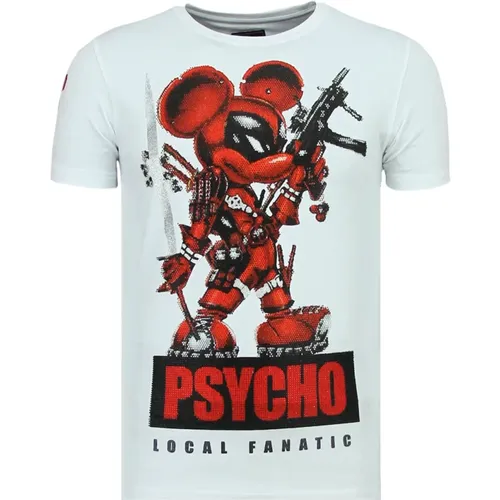 Rhinestones Psycho Mouse - Bedrucktes T-Shirt Herren - 6321W - Local Fanatic - Modalova
