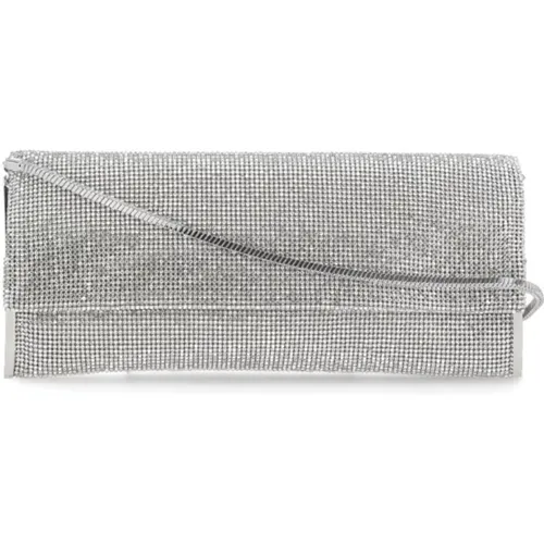 Silver Crystal Shoulder Bag with Flap Fastening , female, Sizes: ONE SIZE - Benedetta Bruzziches - Modalova