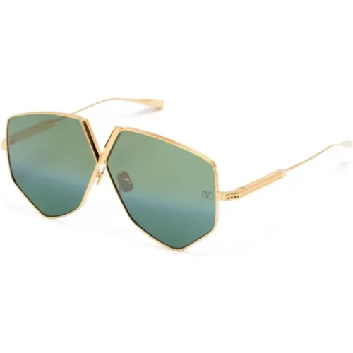 Gold Sunglasses for Everyday Use , female, Sizes: 64 MM - Valentino - Modalova