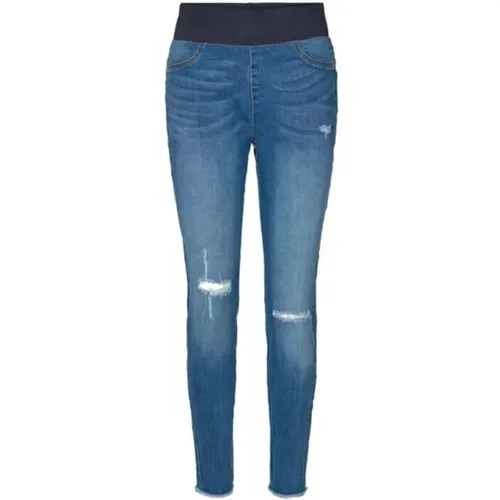 Zerrissene Jeans mit elastischem Bund und ausgefranstem Saum , Damen, Größe: XL - FREEQUENT - Modalova