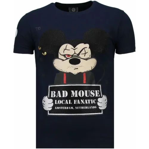 State Prison Bad Mouse Rhinestone - Herren T-Shirt - 5764N , Herren, Größe: L - Local Fanatic - Modalova