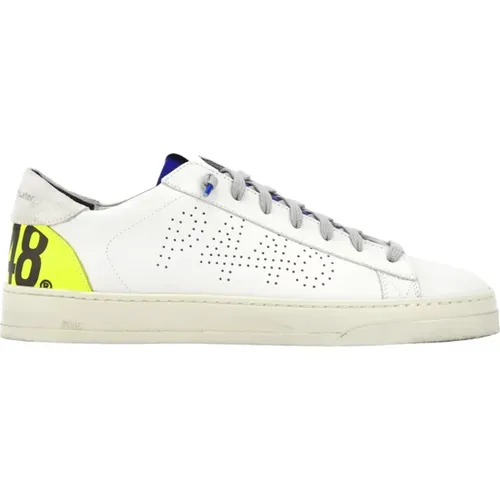 Weiße Sneaker mit fluoreszierenden Details , Herren, Größe: 40 EU - P448 - Modalova