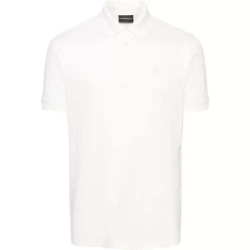 Weißes Poloshirt mit Besticktem Logo - Emporio Armani - Modalova