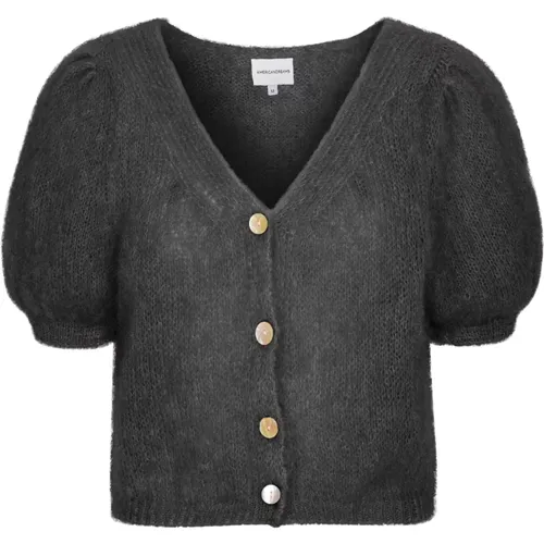 Schwarzer V-Ausschnitt Cardigan , Damen, Größe: M - American Dreams - Modalova