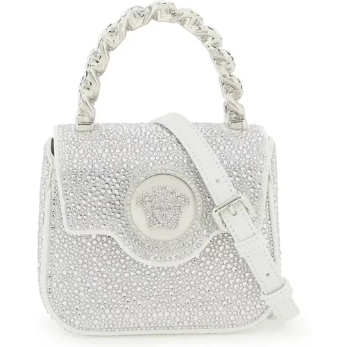 Kristallbesetzte Medusa Satin Handtasche - Versace - Modalova