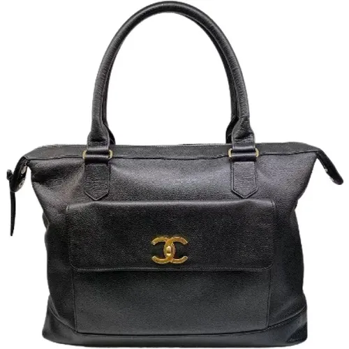 Vintage Lederhandtasche mit goldenen Beschlägen - Chanel Vintage - Modalova