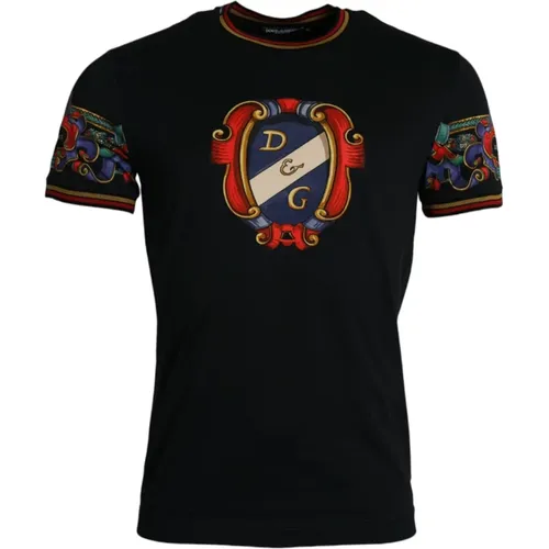 Schwarzes Logo Print Crew Neck T-shirt - Dolce & Gabbana - Modalova