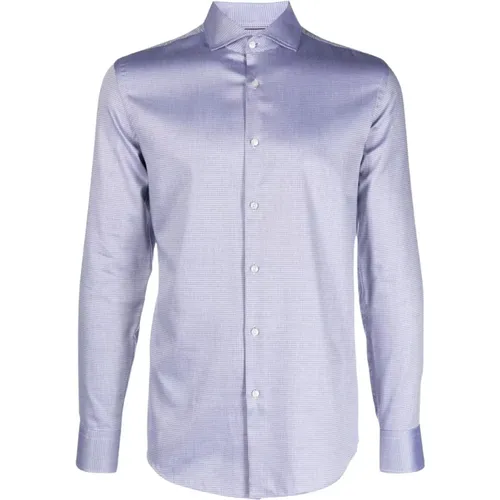 Micro-Pattern Shirt with Kent Collar , male, Sizes: 5XL - Hugo Boss - Modalova