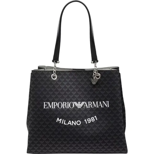 Logo Tote Bag mit Magnetverschluss , Damen, Größe: ONE Size - Emporio Armani - Modalova