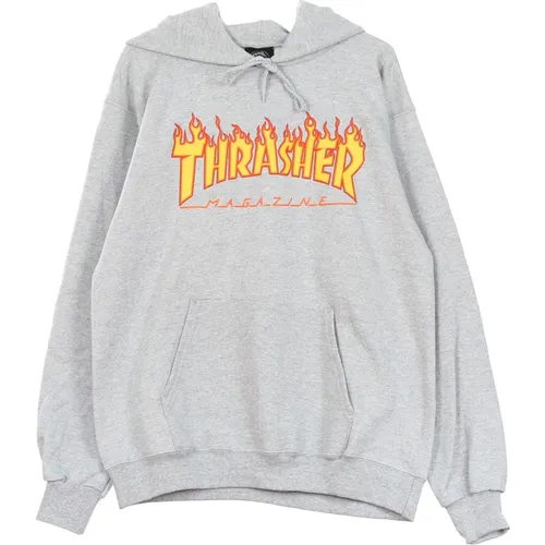 Flame Kapuzenpullover Grau/Gelb , unisex, Größe: S - Thrasher - Modalova