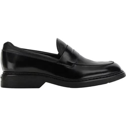 Schwarze flache Loafers für Männer , Herren, Größe: 39 1/2 EU - Hogan - Modalova