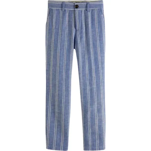 Blaue Gestreifte Straight Leg Hose - Scotch & Soda - Modalova