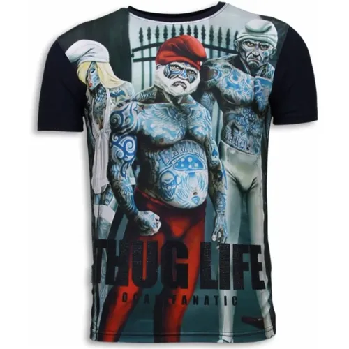 Thug Life Rhinestone - Herren T-Shirt - 5967 , Herren, Größe: S - Local Fanatic - Modalova