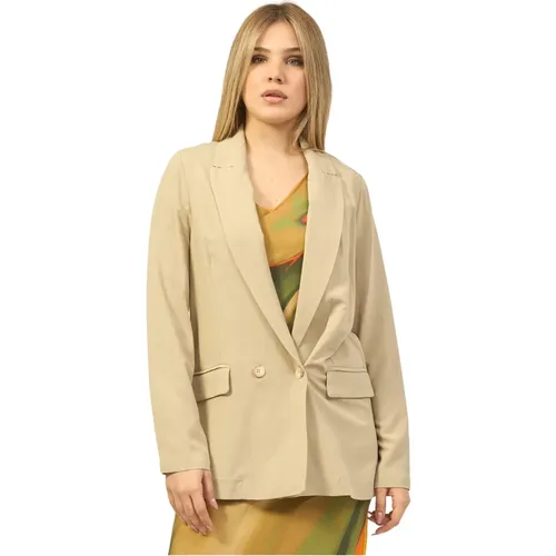 Beiger Doppelreihiger Blazer , Damen, Größe: M - Fracomina - Modalova