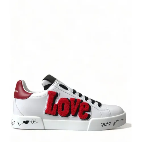 Weiße Portofino Leder Sneakers - Dolce & Gabbana - Modalova