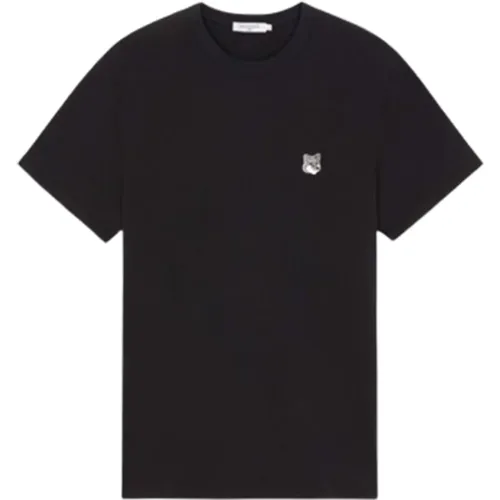 Graues Fox Head Patch Tee-Shirt (Schwarz) - Maison Kitsuné - Modalova