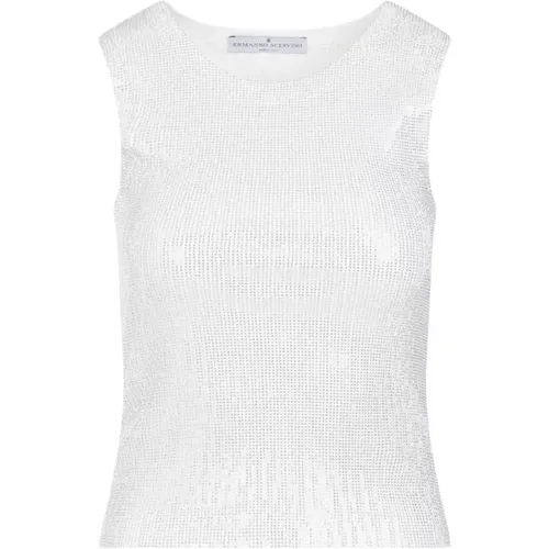 Rhinestone Tank Top Metallic , female, Sizes: M - Ermanno Scervino - Modalova