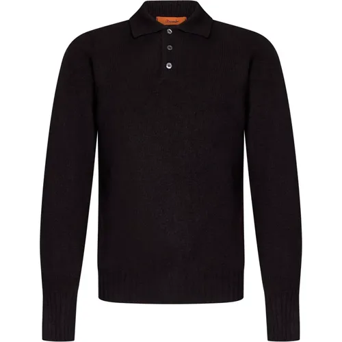 Dark Brown Lambswool Polo Shirt , male, Sizes: L - Drumohr - Modalova