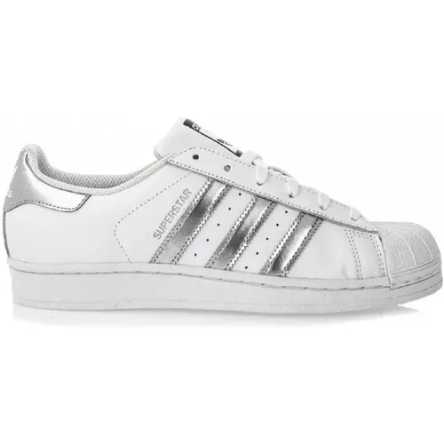 Leather Sneakers with Silver Accents , female, Sizes: 3 UK - adidas Originals - Modalova