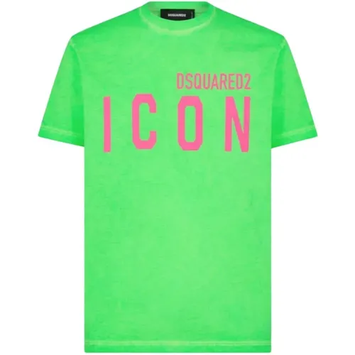 Icon Logo T-shirt Pink , male, Sizes: M, S, L, 2XL, XL - Dsquared2 - Modalova