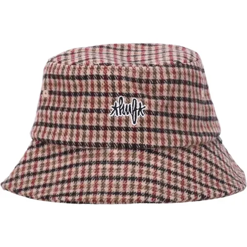 Brauner Tweed Bucket Hat mit Stickerei - HUF - Modalova