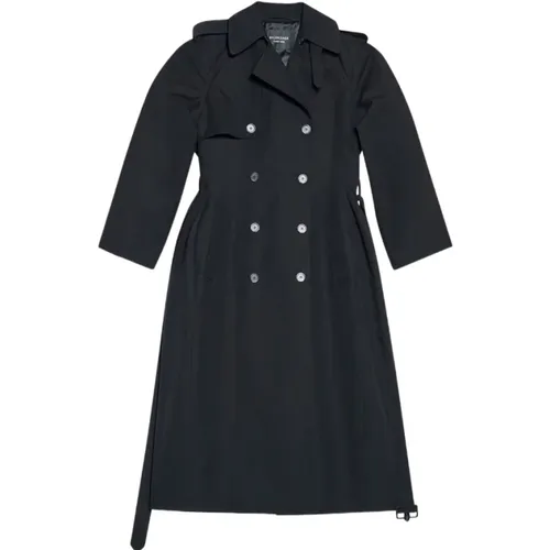 Satin Gabardine Trench Coat , female, Sizes: 2XS - Balenciaga - Modalova