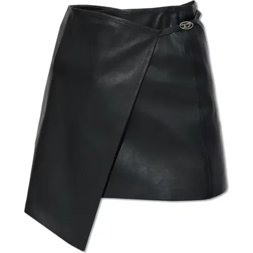 L-Kesselle leather skirt , female, Sizes: 2XL, L - Diesel - Modalova