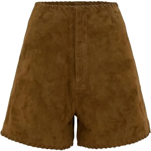 High-Waisted Suede Shorts with Front Pockets , female, Sizes: XS, 2XS, S - MVP wardrobe - Modalova