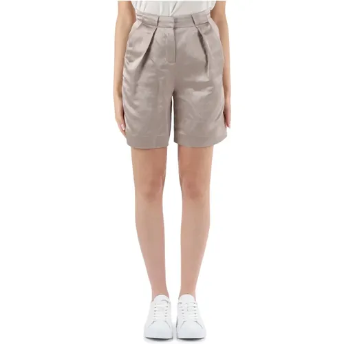 Satin and linen shorts , female, Sizes: S, XS, M - Calvin Klein - Modalova