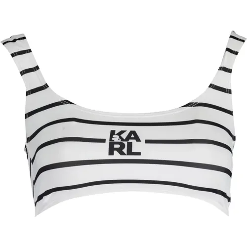 Weißes Bikini-Oberteil mit Dreiecksform und herausnehmbaren Polstern , Damen, Größe: XS - Karl Lagerfeld - Modalova