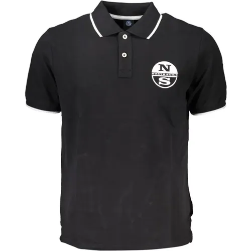 Schwarzes Baumwoll-Poloshirt mit Kurzen Ärmeln , Herren, Größe: 2XL - North Sails - Modalova