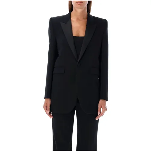 Smocking Blazer Wool Jacket , female, Sizes: S, L - Saint Laurent - Modalova