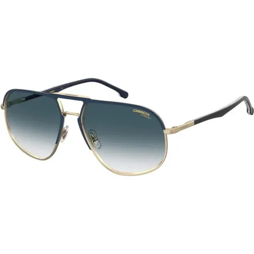 Blue Gold Frame Sunglasses with Dark Blue Lenses , unisex, Sizes: 60 MM - Carrera - Modalova