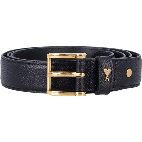 Leather Belt with Gold Buckle , male, Sizes: 95 CM - Ami Paris - Modalova