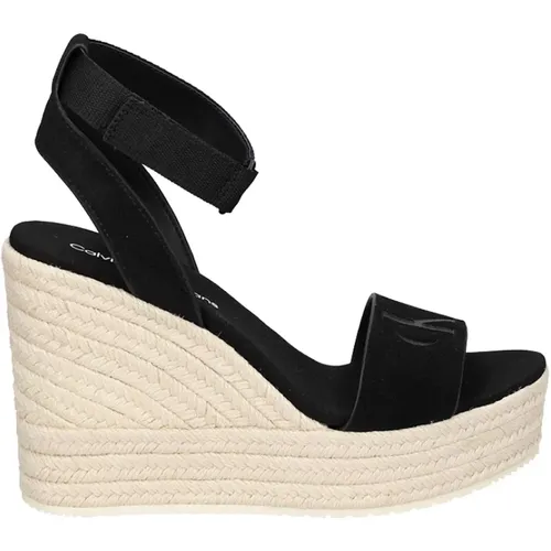 Elegante Schwarze Sandalen für Frauen , Damen, Größe: 39 EU - Calvin Klein - Modalova