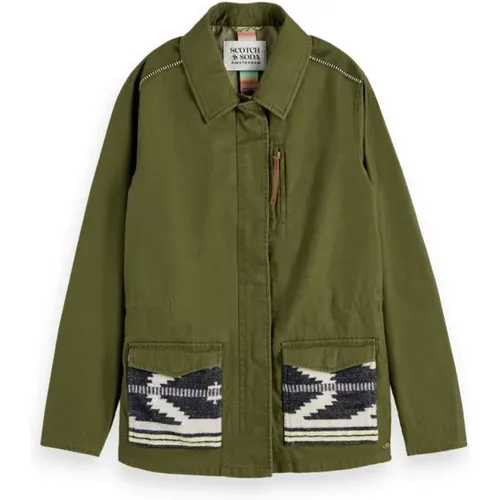 Military Jacket with Embroidery , female, Sizes: S - Scotch & Soda - Modalova