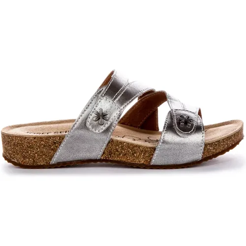 Floral Pin Detail Silver Sandals Women , female, Sizes: 5 UK, 6 UK, 4 UK, 8 UK, 7 UK, 9 UK - Josef Seibel - Modalova